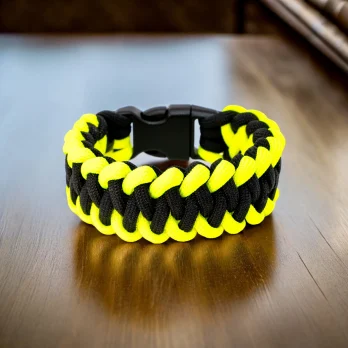 Bracelet de survie Shark Jaw noir/jaune fluo